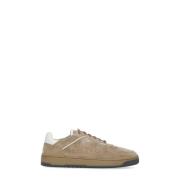 Beige Suède Leren Herensneakers Brunello Cucinelli , Beige , Heren