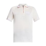 Gestreept Poloshirt met Logotrim Versace , White , Heren