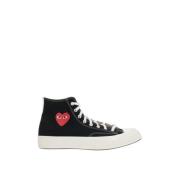 Zwarte High-Top Canvas Sneakers Comme des Garçons Play , Black , Dames