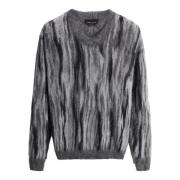 Grijze Animal Jacquard Gebreide Trui Roberto Collina , Gray , Heren