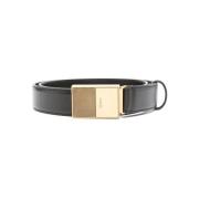 Zwarte Leren Riem met Schuifgesp Khaite , Black , Dames