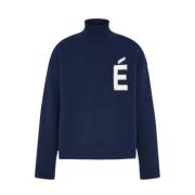 Blauwe Sweater met Logo Print Études , Blue , Heren