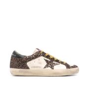 Beige/Bruine leren sneakers met glitterdetail Golden Goose , Brown , D...