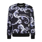 Barocco Print Crew Neck Sweater Versace Jeans Couture , Black , Heren