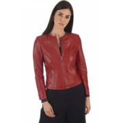 Rood leren Spencer jas La Canadienne , Red , Dames