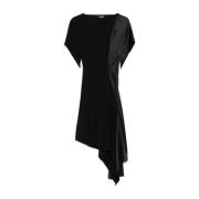 Zwarte Asymmetrische Geplooide Jurk Mugler , Black , Dames