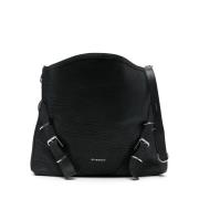 Zwarte leren schoudertas met gespsluiting Givenchy , Black , Heren