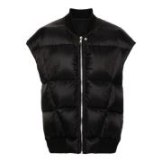 Zwarte Gewatteerde Dons Gilet Jas Rick Owens , Black , Heren