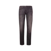 Zwarte Slim Fit Jeans met Logo Emporio Armani , Black , Heren