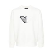 Wit Logo Crew Neck Sweatshirt Emporio Armani , White , Heren