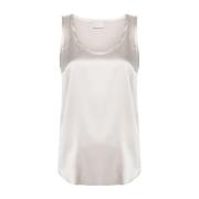 Zijden Satijnen Top Brunello Cucinelli , White , Dames