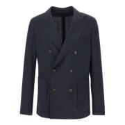 Zwarte Wollen Blend Double-Breasted Blazer Paolo Pecora , Black , Here...