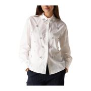 Witte Poplin Blouse met Diamanten Summum Woman , White , Dames