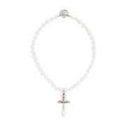 Parel Kristal Orb Drop Oorbellen Vivienne Westwood , White , Dames