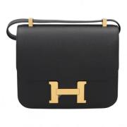 Pre-owned Leather shoulder-bags Hermès Vintage , Black , Dames