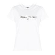 Minimalistisch T-shirt Pinko , White , Dames