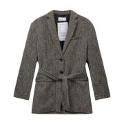 Oversized Wollen-Katoenen Blazer Blanche , Gray , Dames