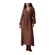 Elegante Bruine Luipaardprint Maxi Jurk Ydence , Brown , Dames