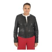 Leren Jas Zwart Grijs La Canadienne , Black , Dames