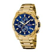 Blauw Stalen Quartz Horloge 10Atm Festina , Yellow , Heren