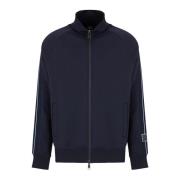 Blauwe Logo Rits Trui Lange Mouw Armani Exchange , Blue , Heren