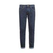 Blauwe Slim Fit Jeans met Metalen Logo Dondup , Blue , Heren