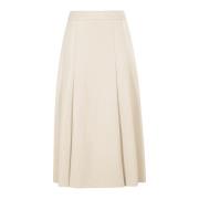 Imitatie Leren Midi Rok Essentiel Antwerp , Beige , Dames