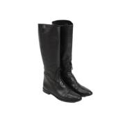 Pre-owned Leather boots Burberry Vintage , Black , Dames