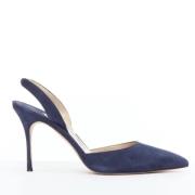 Pre-owned Suede heels Manolo Blahnik Pre-owned , Blue , Dames