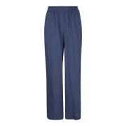 Blauwe Linnen Broek Made in Italy Eleventy , Blue , Dames