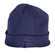 Blauwe Heren Geborduurd Logo Beanie Fila , Blue , Heren