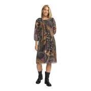 Verenprint Jurk met Plooien 2-Biz , Multicolor , Dames