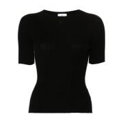 Zwarte Ribgebreide Trui Courrèges , Black , Dames