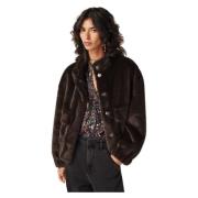 Faux Fur Cropped Coat - Chocolat Ba&Sh , Brown , Dames