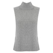 Kasjmier Mouwloze Hoge Nek Jas Max Mara Studio , Gray , Dames