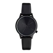 Zwarte leren dameskwarts horloge Komono , Black , Dames