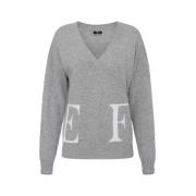 Logo Wollen Blend Cross Sweater Elisabetta Franchi , Gray , Dames