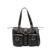 Korrelig Zwart Leren Schoudertas Moschino , Black , Dames