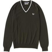 Merino Tipped V-Neck Jumper Green Fred Perry , Green , Heren