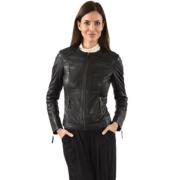 Zwarte Leren Spencer Jas La Canadienne , Black , Dames