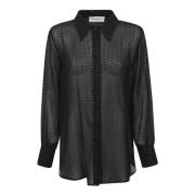 Zwart Viscose Katoen Polyester Shirt True Royal , Black , Dames