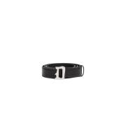 Leren riem met logogesp Dondup , Black , Unisex