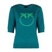 Elegante Blouse met Groot Logo Pinko , Green , Dames