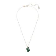 Dames zwaan hanger met groene kristallen en roségouden ketting Swarovs...