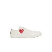 Hart Print Canvas Lage Sneakers Comme des Garçons Play , White , Heren