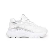 Witte leren sneakers met metallic afwerking Hogan , White , Dames