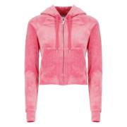 Roze Hoodie met Strass Logo Juicy Couture , Pink , Dames