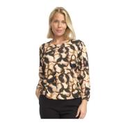 Bruine Cirkel Print Lange Mouw Blouse 2-Biz , Multicolor , Dames