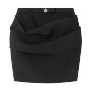 Zwarte Gedrapeerde Rok met Medusa-Detail Versace , Black , Dames