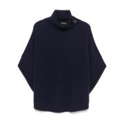 Blauwe Gebreide Cape Jas Emporio Armani , Blue , Dames